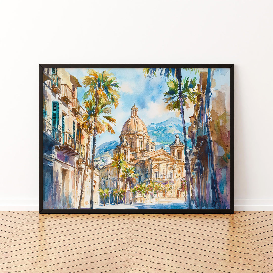 Palermo Watercolor Poster Landscape Wall Art Palermo Wall Hanging Home Décor Palermo Gift Art Lovers Italy Wall Art