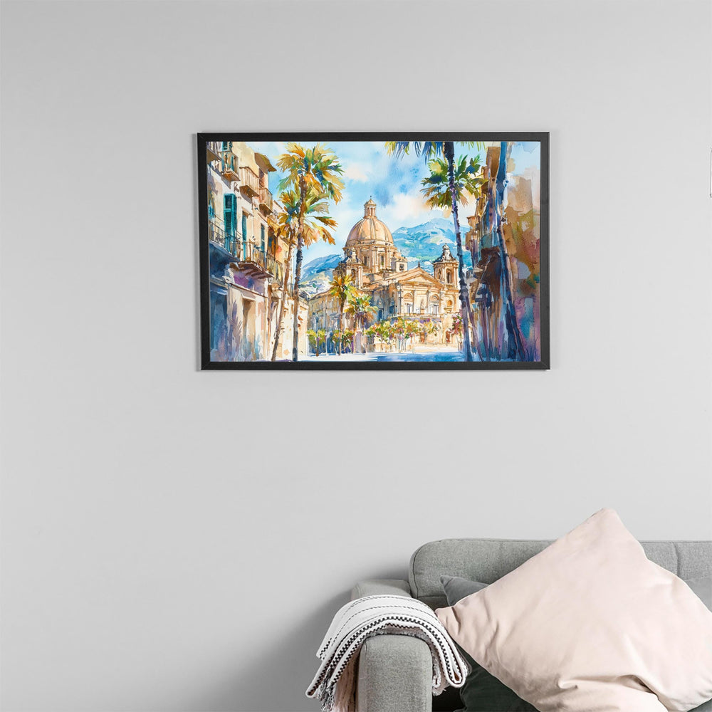 Palermo Watercolor Poster Landscape Wall Art Palermo Wall Hanging Home Décor Palermo Gift Art Lovers Italy Wall Art