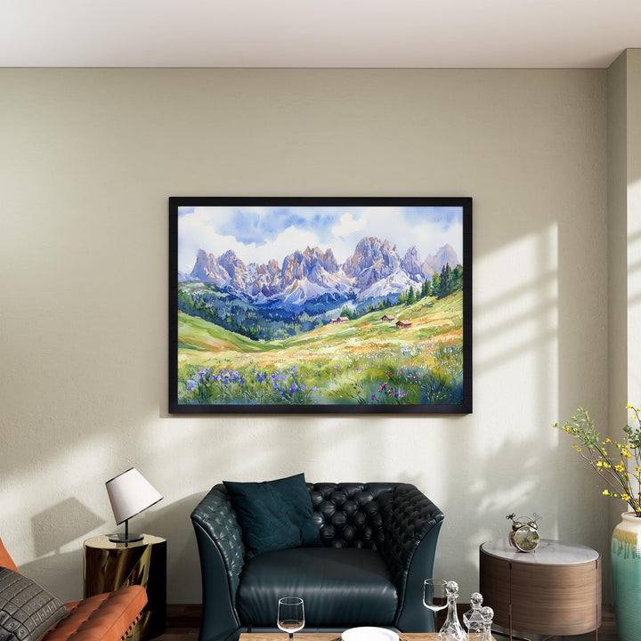 Dolomites Watercolor Poster Landscape Wall Art Dolomites Wall Hanging Home Décor Dolomites Gift Art Lovers Italy Wall Art