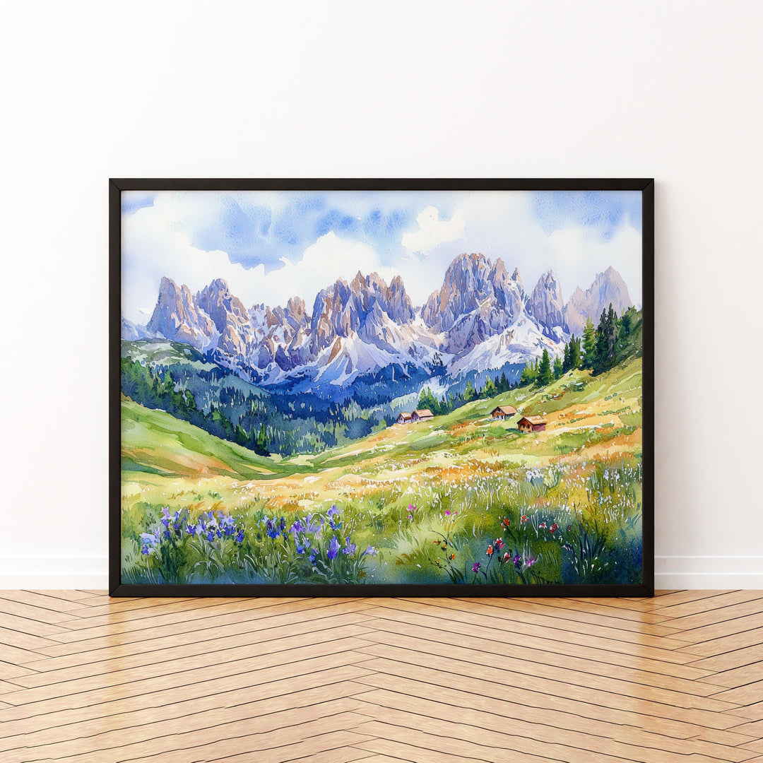 Dolomites Watercolor Poster Landscape Wall Art Dolomites Wall Hanging Home Décor Dolomites Gift Art Lovers Italy Wall Art