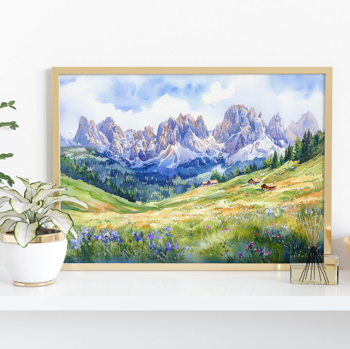 Dolomites Watercolor Poster Landscape Wall Art Dolomites Wall Hanging Home Décor Dolomites Gift Art Lovers Italy Wall Art