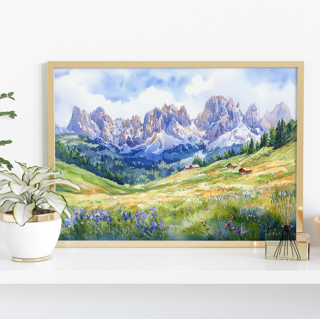 Dolomites Watercolor Poster Landscape Wall Art Dolomites Wall Hanging Home Décor Dolomites Gift Art Lovers Italy Wall Art