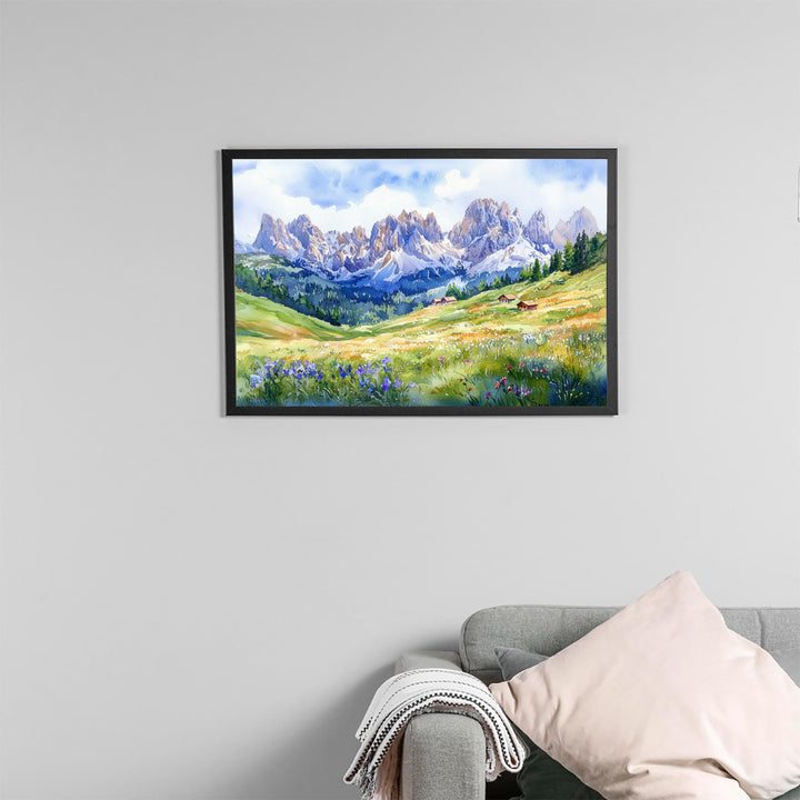 Dolomites Watercolor Poster Landscape Wall Art Dolomites Wall Hanging Home Décor Dolomites Gift Art Lovers Italy Wall Art