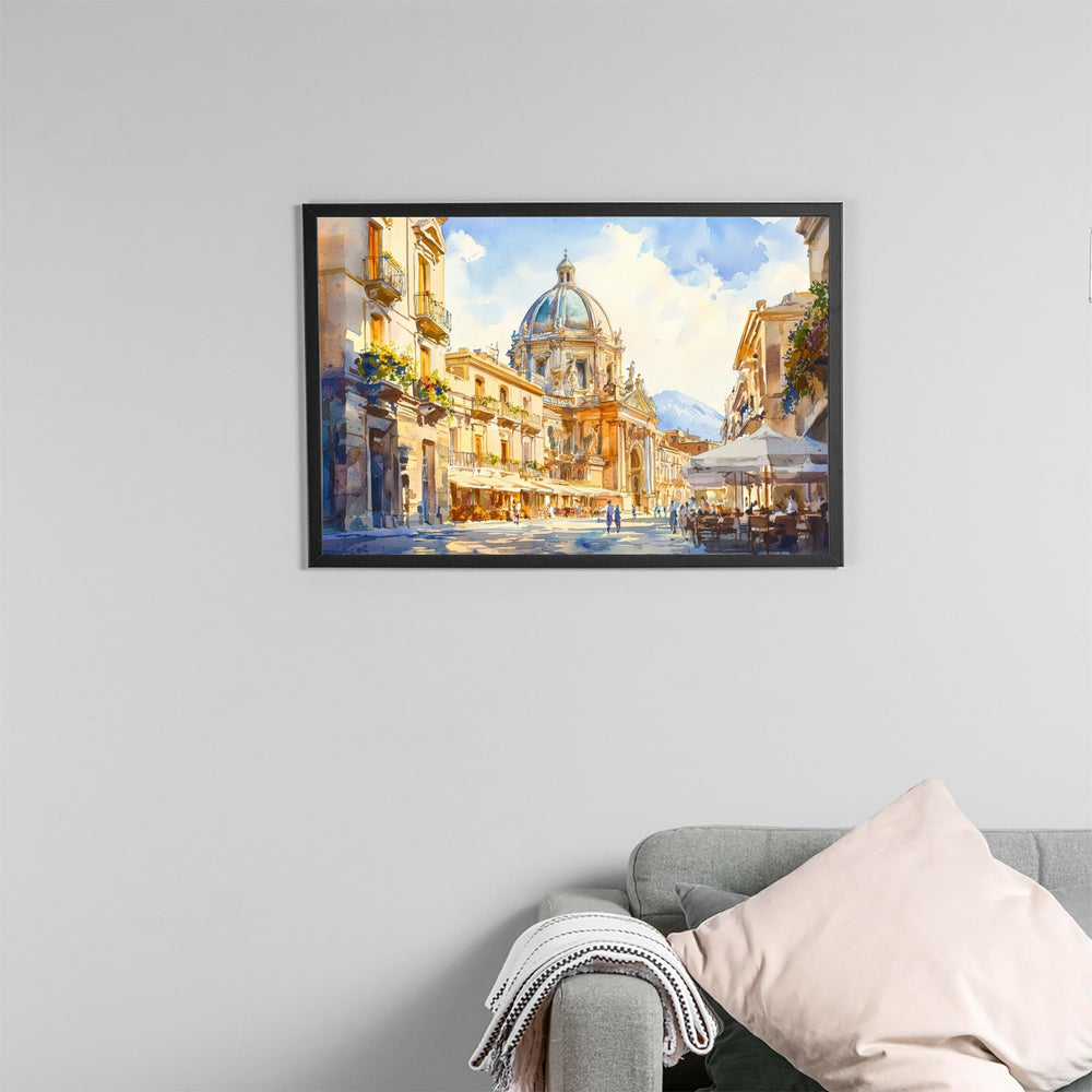 Catania Watercolor Poster Landscape Wall Art Catania Wall Hanging Home Décor Catania Gift Art Lovers Italy Wall Art