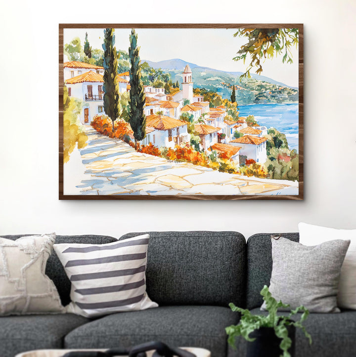 Skiathos Watercolor Poster Landscape Wall Art Skiathos Wall Hanging Home Décor Skiathos Gift Art Lovers Greece Wall Art