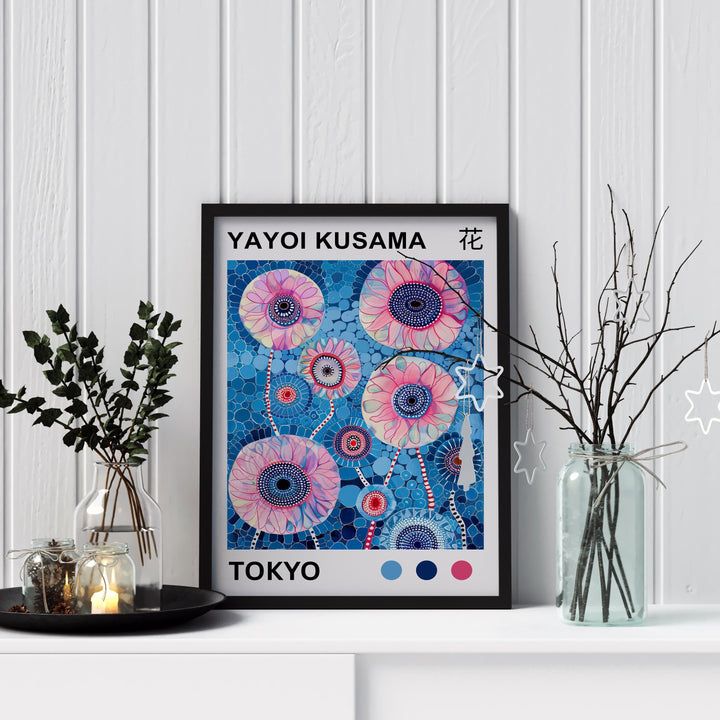 Yayoi Kusama Flower Petal Poster Modern Pop Art Print Japanese Abstract Floral Design Polka Dot Artwork for Contemporary Home Decor