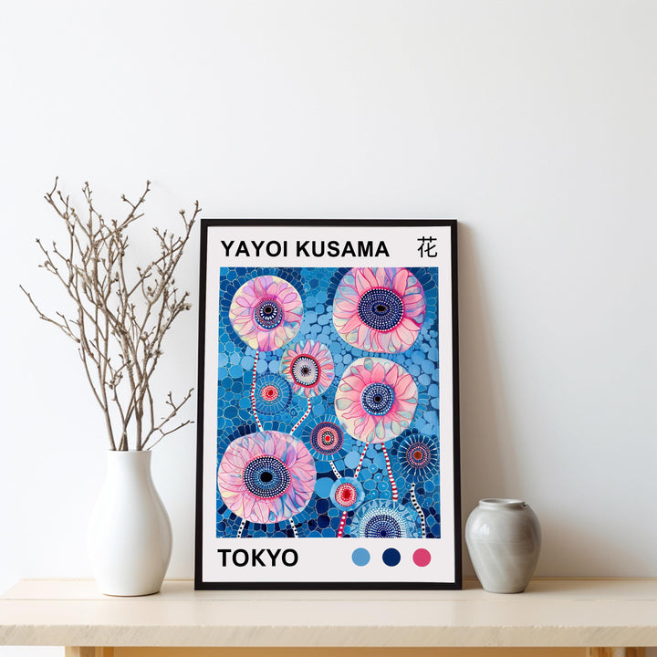 Yayoi Kusama Flower Petal Poster Modern Pop Art Print Japanese Abstract Floral Design Polka Dot Artwork for Contemporary Home Decor