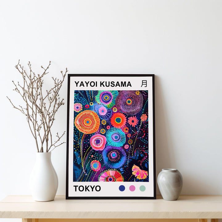 Yayoi Kusama Petals Poster Modern Pop Art Print Japanese Abstract Floral Design Polka Dot Botanical Artwork for Contemporary Home Decor