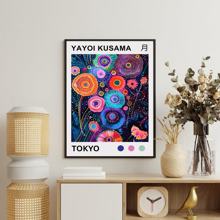 Yayoi Kusama Petals Poster Modern Pop Art Print Japanese Abstract Floral Design Polka Dot Botanical Artwork for Contemporary Home Decor