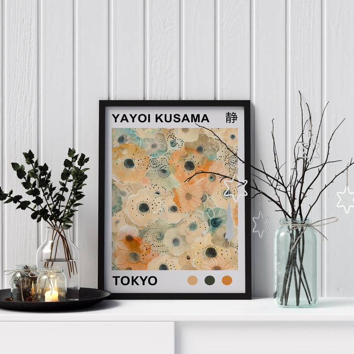 Yayoi Kusama Flower Poster Modern Pop Art Print Japanese Abstract Floral Design Polka Dot Botanical Artwork for Contemporary Home Decor