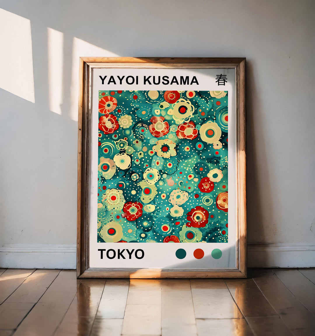 Yayoi Kusama Flower Petals Poster Modern Pop Art Print Japanese Abstract Floral Design Polka Dot Artwork for Contemporary Home Decor