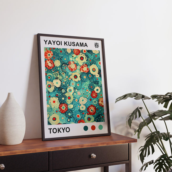 Yayoi Kusama Flower Petals Poster Modern Pop Art Print Japanese Abstract Floral Design Polka Dot Artwork for Contemporary Home Decor