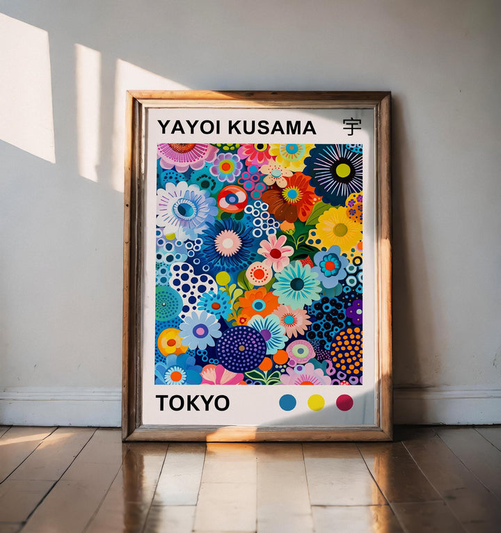 Yayoi Kusama Colorful Flowers Poster Modern Pop Art Print Japanese Abstract Floral Design Polka Dot Artwork for Contemporary Home Decor