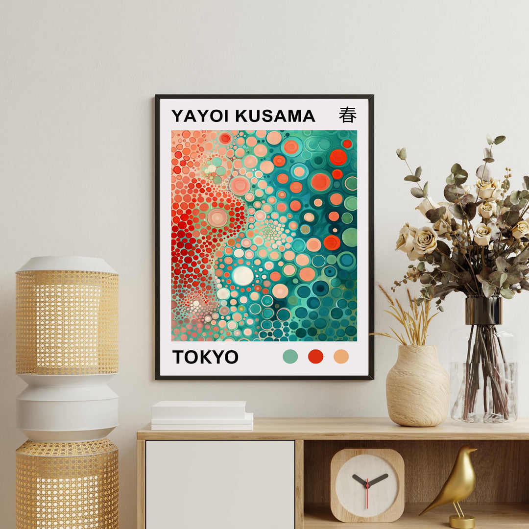 Yayoi Kusama Polka Garden Poster Modern Pop Art Print Japanese Abstract Floral Design Colorful Botanical Artwork for Contemporary Decor