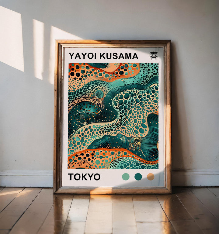 Yayoi Kusama Sea Waves Poster Modern Pop Art Print Japanese Abstract Ocean Design Polka Dot Marine Artwork for Contemporary Home Decor