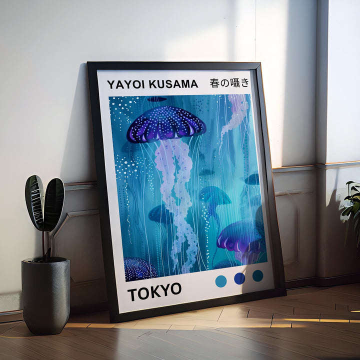 Yayoi Kusama Jellyfish Poster Modern Pop Art Print Japanese Abstract Ocean Design Polka Dot Marine Artwork for Contemporary Home Decor
