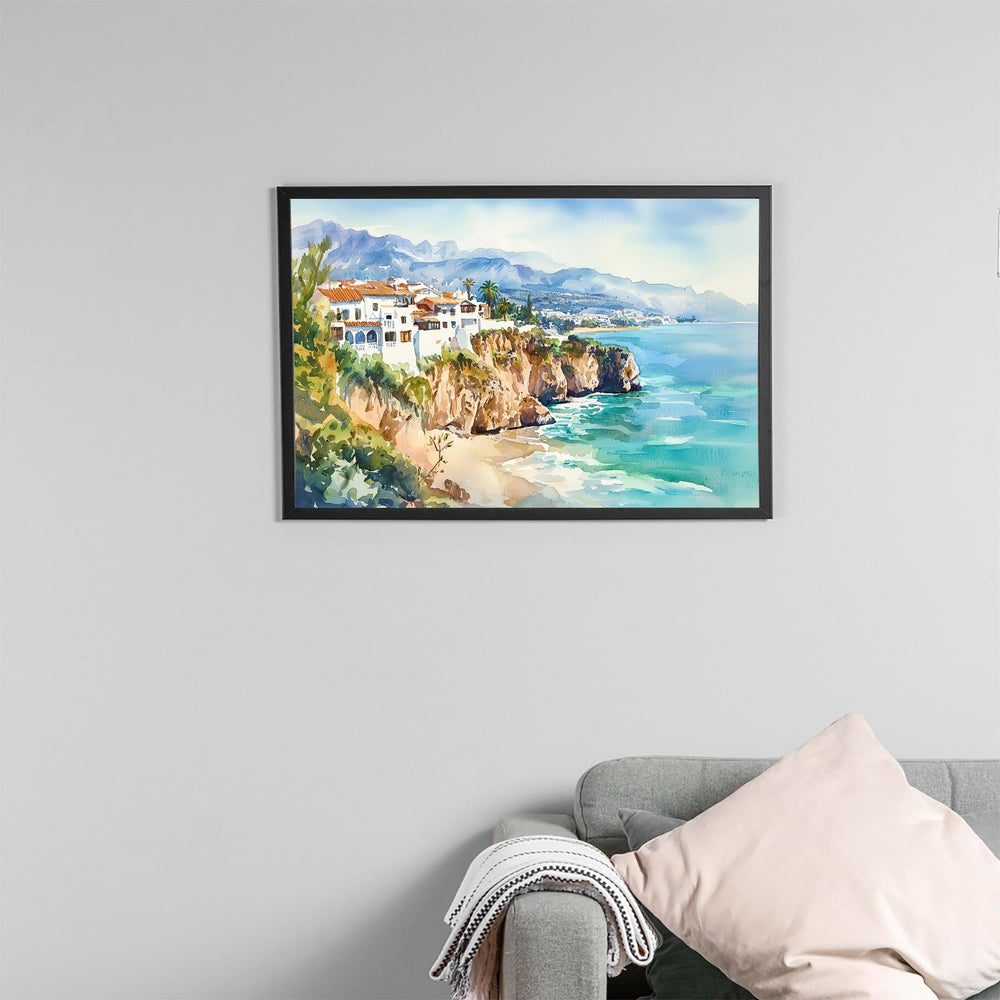 Nerja watercolor poster Wall Art Nerja Wall Hanging Home Décor Nerja Gift Art Lovers Spain Wall Art