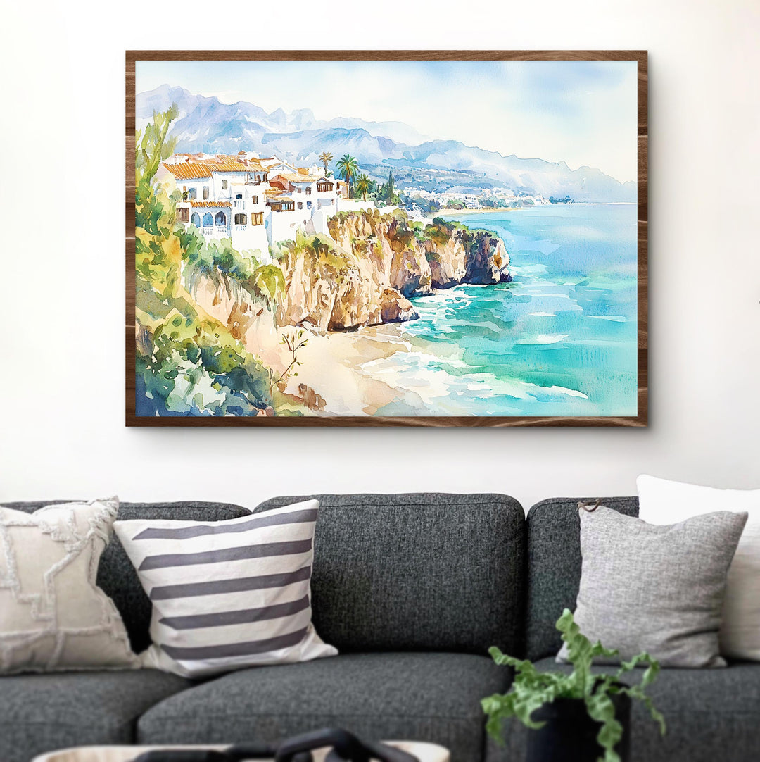Nerja watercolor poster Wall Art Nerja Wall Hanging Home Décor Nerja Gift Art Lovers Spain Wall Art