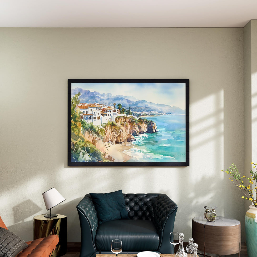 Nerja watercolor poster Wall Art Nerja Wall Hanging Home Décor Nerja Gift Art Lovers Spain Wall Art