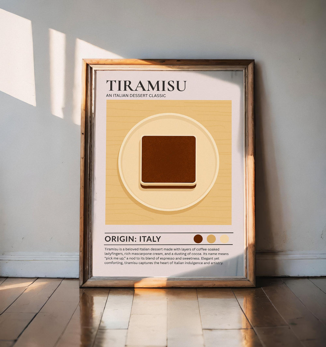 Tiramisu Kitchen Print Italian Dessert Poster Vintage Food Art Kitchen Wall Art Coffee Dessert Decor Dining Room Culinary Artwork