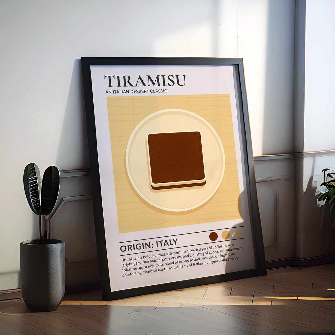 Tiramisu Kitchen Print Italian Dessert Poster Vintage Food Art Kitchen Wall Art Coffee Dessert Decor Dining Room Culinary Artwork