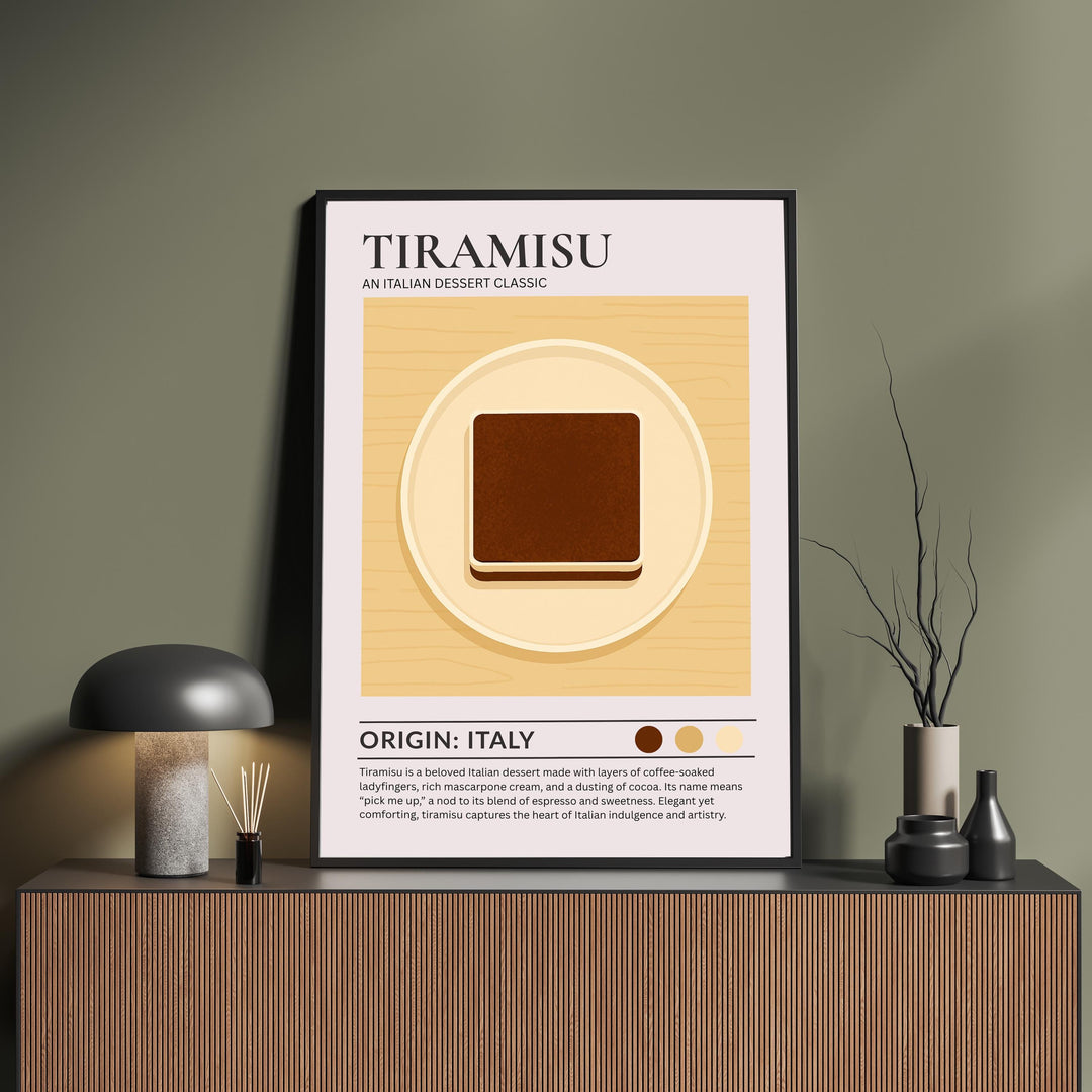 Tiramisu Kitchen Print Italian Dessert Poster Vintage Food Art Kitchen Wall Art Coffee Dessert Decor Dining Room Culinary Artwork