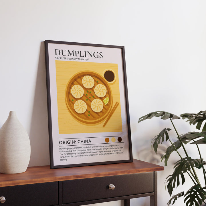 Dumplings Kitchen Print Asian Food Poster Vintage Culinary Art Kitchen Wall Art Chinese Cuisine Decor Dining Room Chef Artwork
