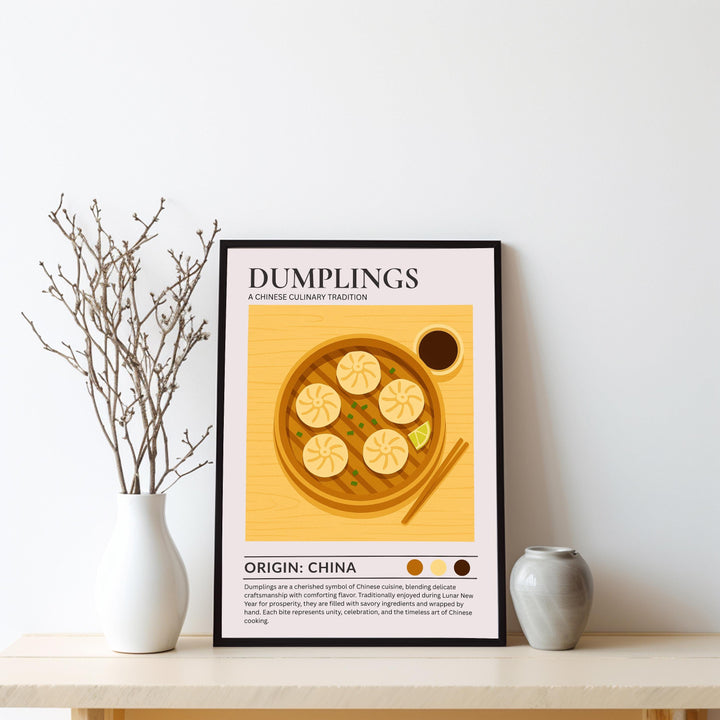 Dumplings Kitchen Print Asian Food Poster Vintage Culinary Art Kitchen Wall Art Chinese Cuisine Decor Dining Room Chef Artwork