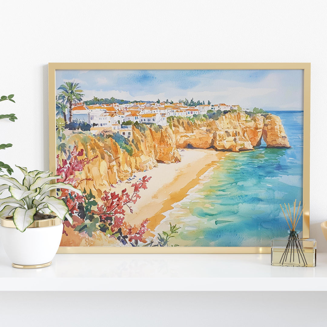 Albufeira watercolor poster Wall Art Albufeira Wall Hanging Home Décor Albufeira Gift Art Lovers Portugal Wall Art