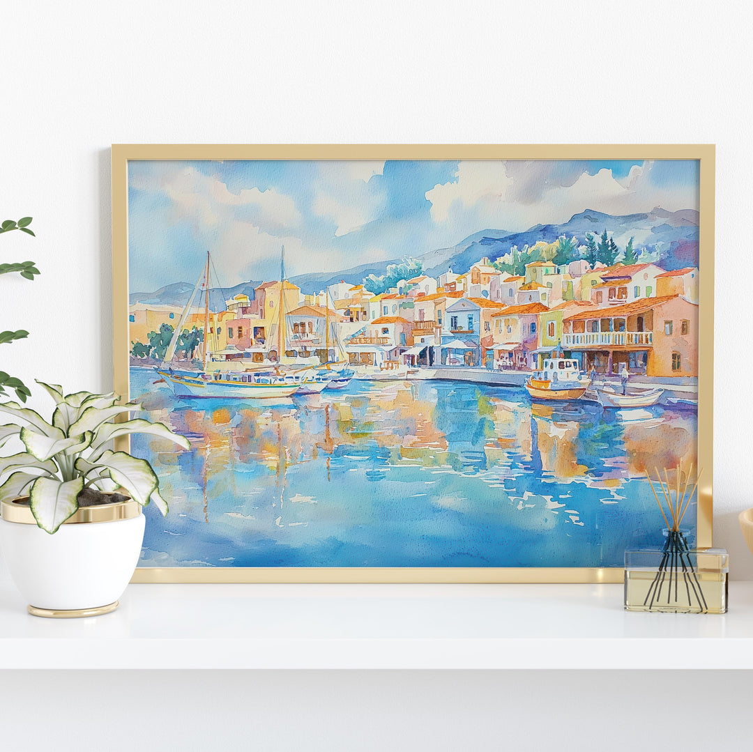 Agios Nikolaos watercolor poster Wall Art Agios Nikolaos Wall Hanging Home Décor Agios Nikolaos Gift Art Lovers Greece Wall Art