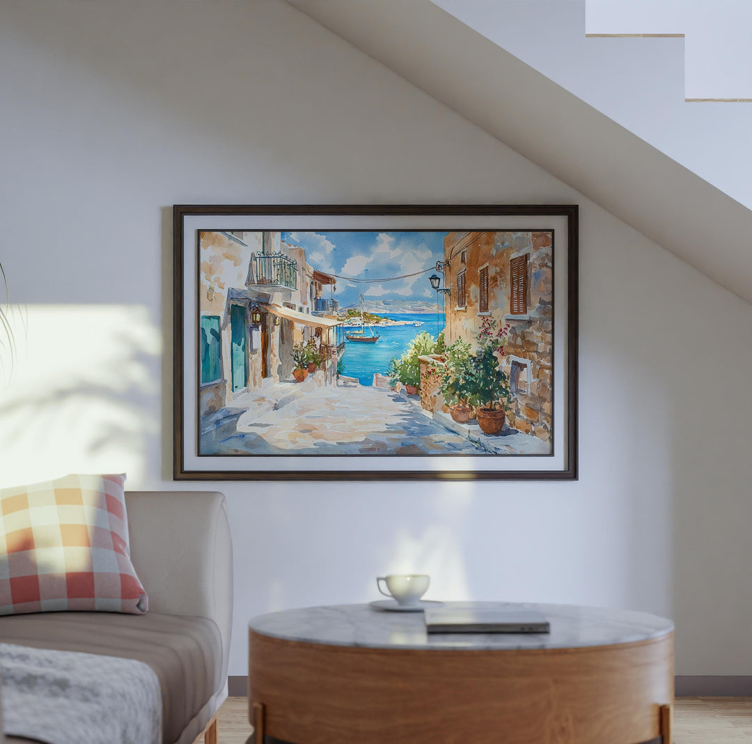 Chania watercolor poster Wall Art Chania Wall Hanging Home Décor Chania Gift Art Lovers Greece Wall Art