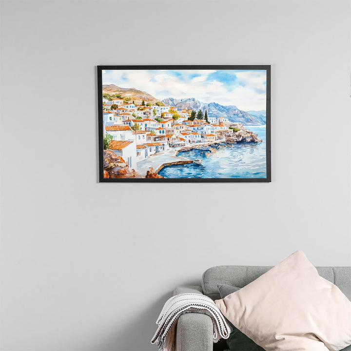 Hydra watercolor poster Wall Art Hydra Wall Hanging Home Décor Hydra Gift Art Lovers Greece Wall Art