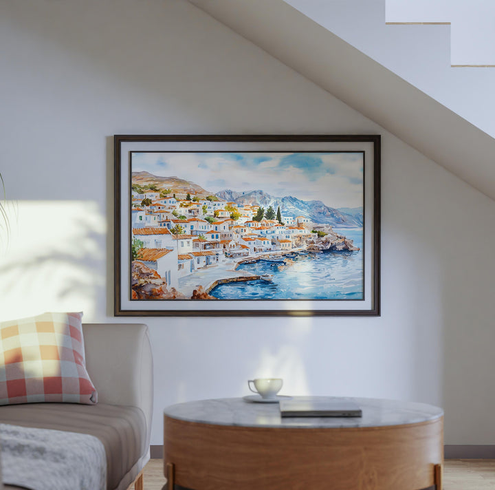 Hydra watercolor poster Wall Art Hydra Wall Hanging Home Décor Hydra Gift Art Lovers Greece Wall Art
