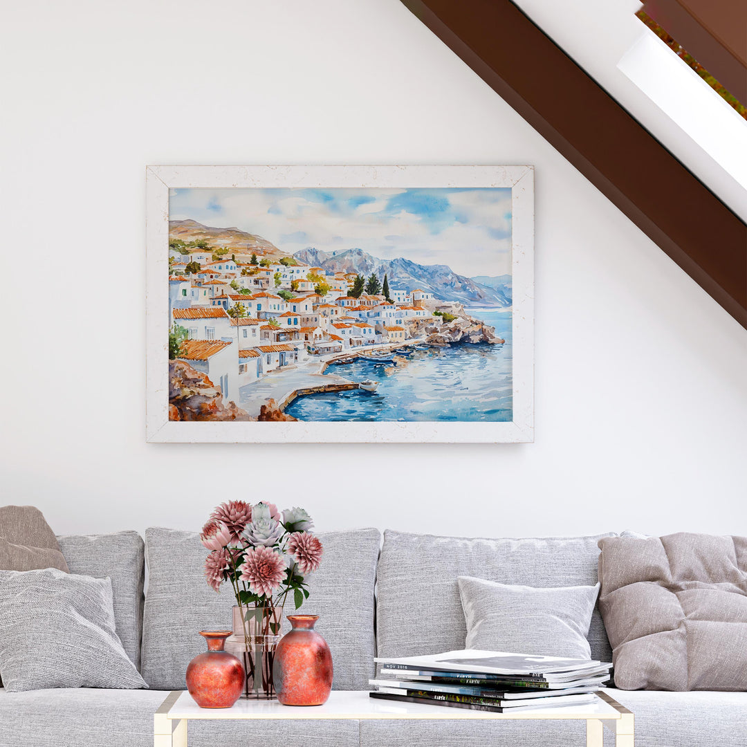 Hydra watercolor poster Wall Art Hydra Wall Hanging Home Décor Hydra Gift Art Lovers Greece Wall Art