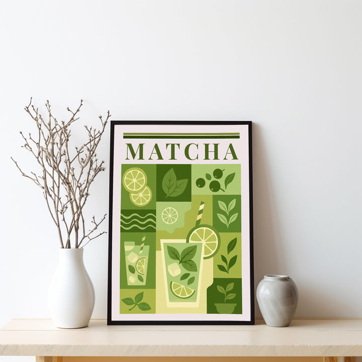 Matcha Kitchen Print Japanese Tea Poster Vintage Drink Art Kitchen Wall Art Asian Beverage Decor Dining Room Culinary Artwork