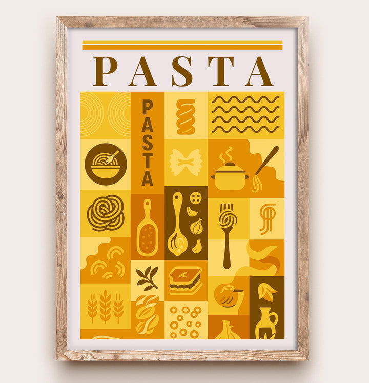 Pasta Kitchen Print Italian Food Poster Vintage Culinary Art Kitchen Wall Art Italian Cuisine Decor Dining Room Chef Artwork
