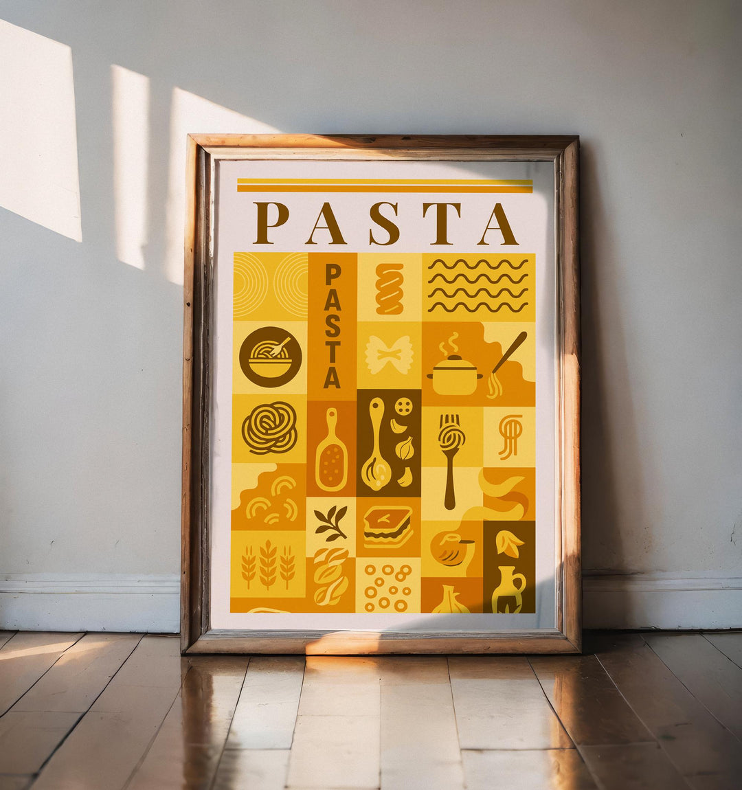 Pasta Kitchen Print Italian Food Poster Vintage Culinary Art Kitchen Wall Art Italian Cuisine Decor Dining Room Chef Artwork
