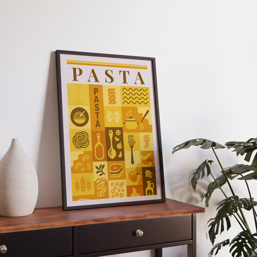 Pasta Kitchen Print Italian Food Poster Vintage Culinary Art Kitchen Wall Art Italian Cuisine Decor Dining Room Chef Artwork