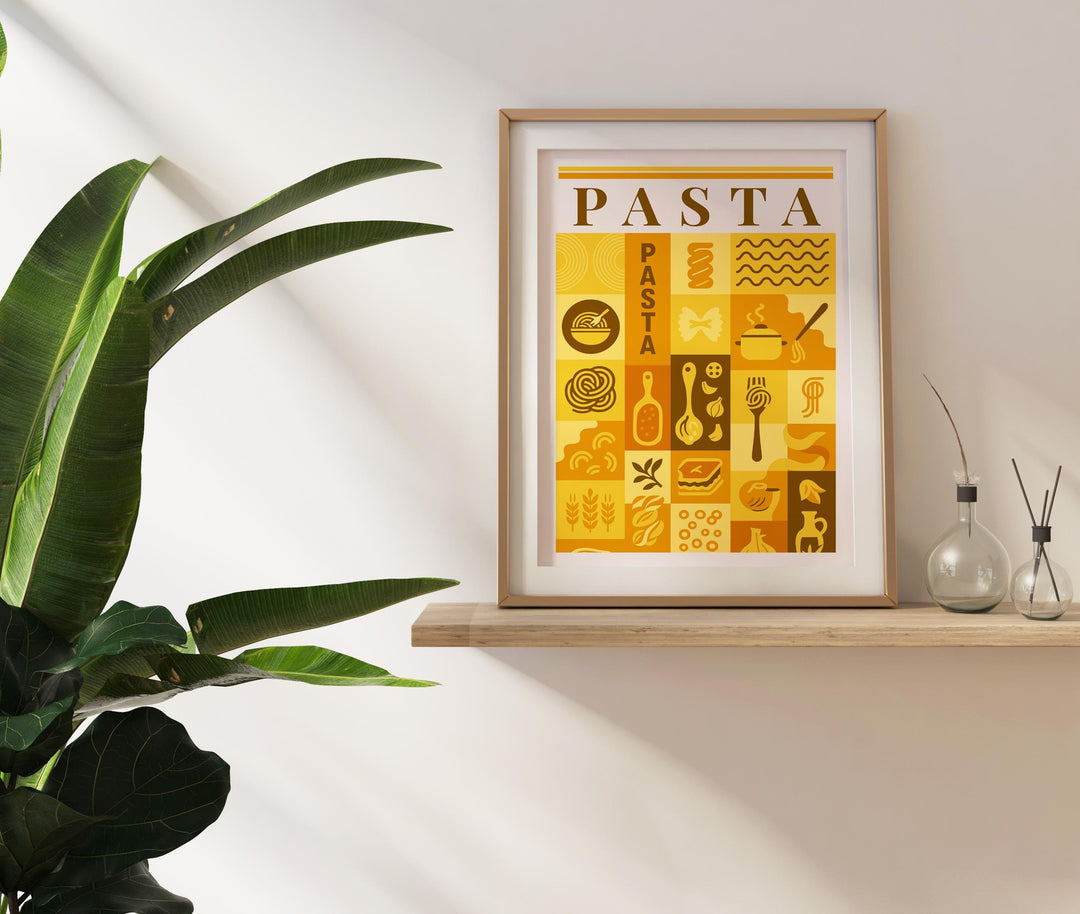 Pasta Kitchen Print Italian Food Poster Vintage Culinary Art Kitchen Wall Art Italian Cuisine Decor Dining Room Chef Artwork
