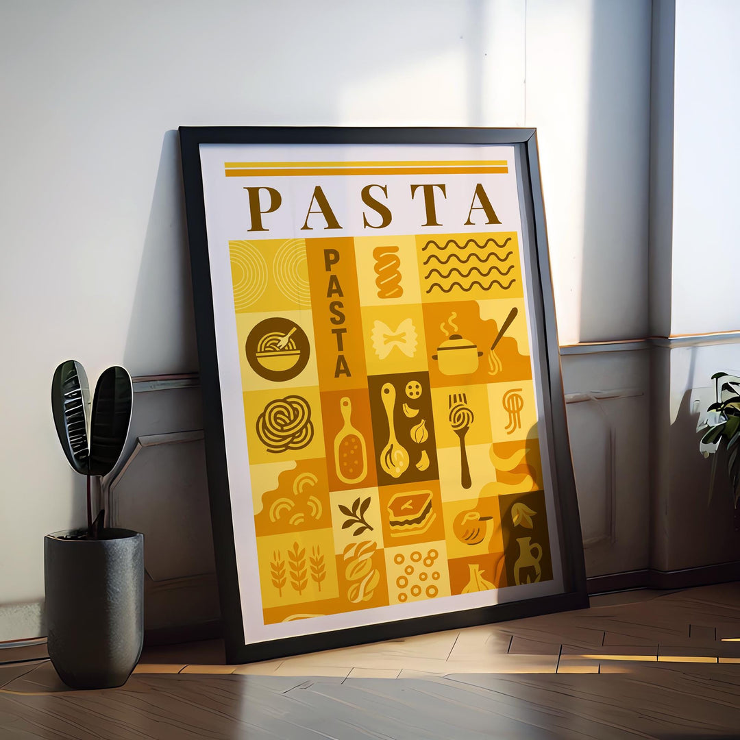 Pasta Kitchen Print Italian Food Poster Vintage Culinary Art Kitchen Wall Art Italian Cuisine Decor Dining Room Chef Artwork