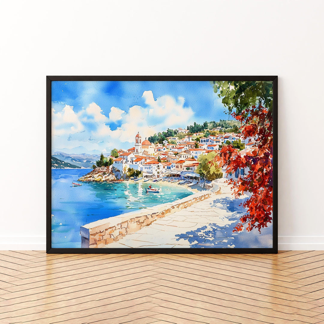 Skiathos watercolor poster Wall Art Skiathos Wall Hanging Home Décor Skiathos Gift Art Lovers Greece Wall Art