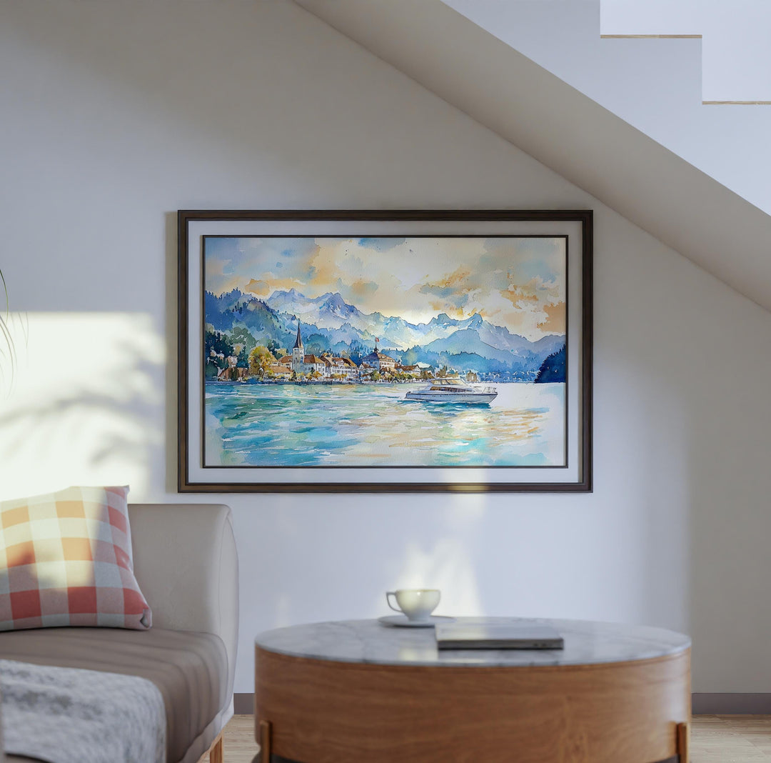 Lucerne watercolor poster Wall Art Lucerne Wall Hanging Home Décor Lucerne Gift Art Lovers Switzerland Wall Art