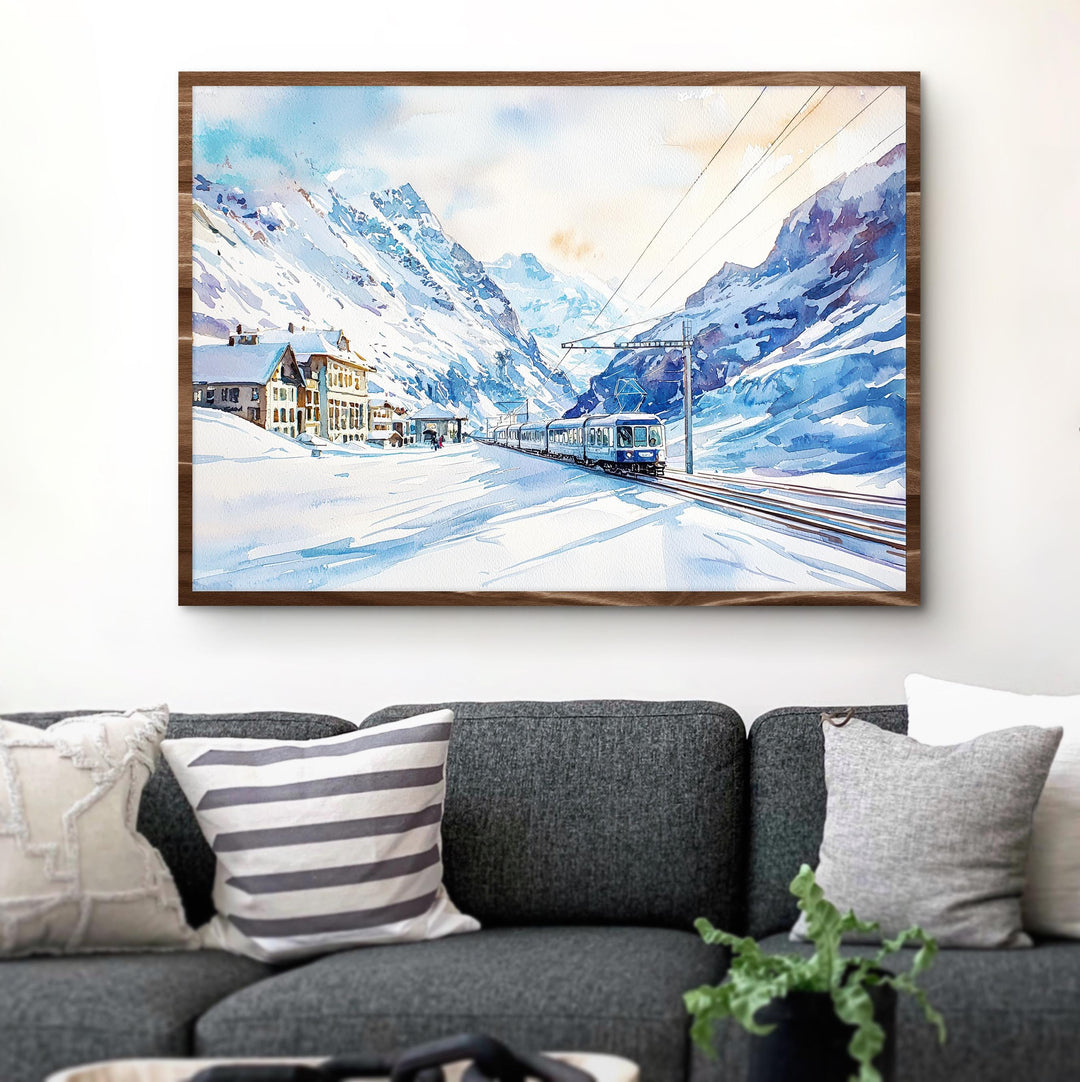 Jungfraujoch watercolor poster Wall Art Jungfraujoch Wall Hanging Home Décor Jungfraujoch Gift Art Lovers Switzerland wall art