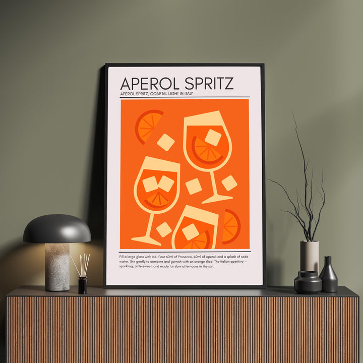 Aperol Spritz Art Deco Cocktail Print Elegant Drink Poster Bar Wall Art Cocktail Lover Gift Summer Decor Classic Beverage Artwork