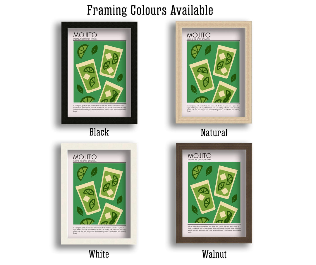 Mojito Art Deco Cocktail Print Elegant Drink Poster Bar Wall Art Cocktail Lover Gift Tropical Decor Classic Beverage Artwork