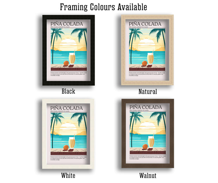 Piña Colada Cocktail Print Vintage Drink Poster Tropical Bar Wall Art Beach Decor Cocktail Lover Gift Summer Beverage Artwork