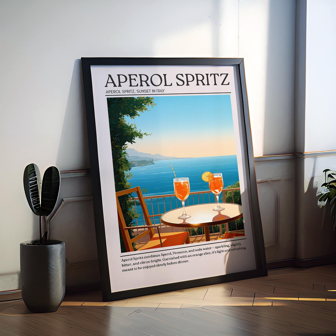 Aperol Spritz Art Deco Cocktail Print Elegant Drink Poster Bar Wall Art Cocktail Lover Gift Summer Decor Classic Beverage Artwork