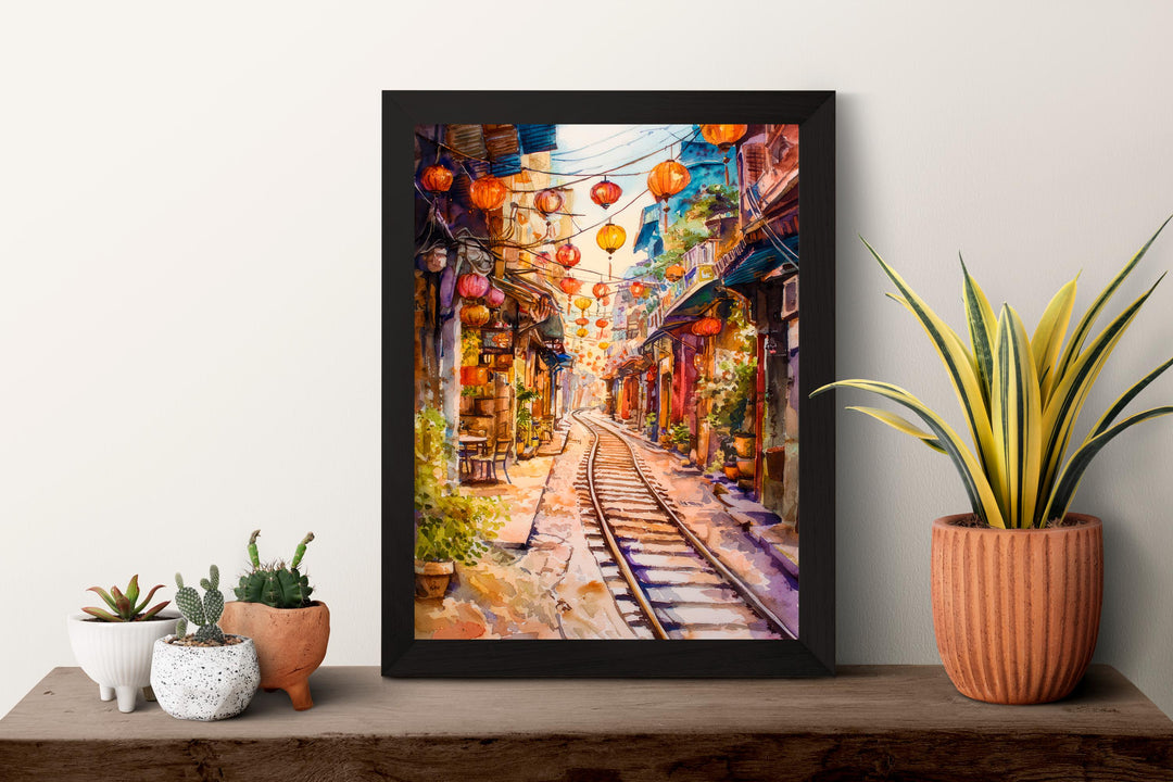 Hoi An Vietnam Watercolor Poster Hoi An Travel Print Lantern City Painting Asia Wall Art Cultural Decor Historic Souvenir