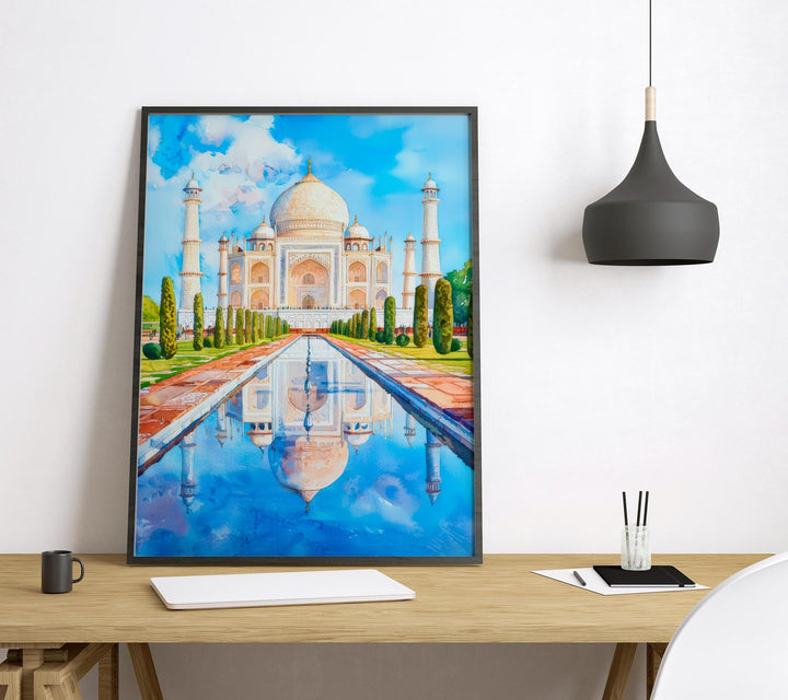 Agra India Watercolor Poster Agra Travel Print Taj Mahal Painting Indian Wall Art Cultural Decor Historic Souvenir