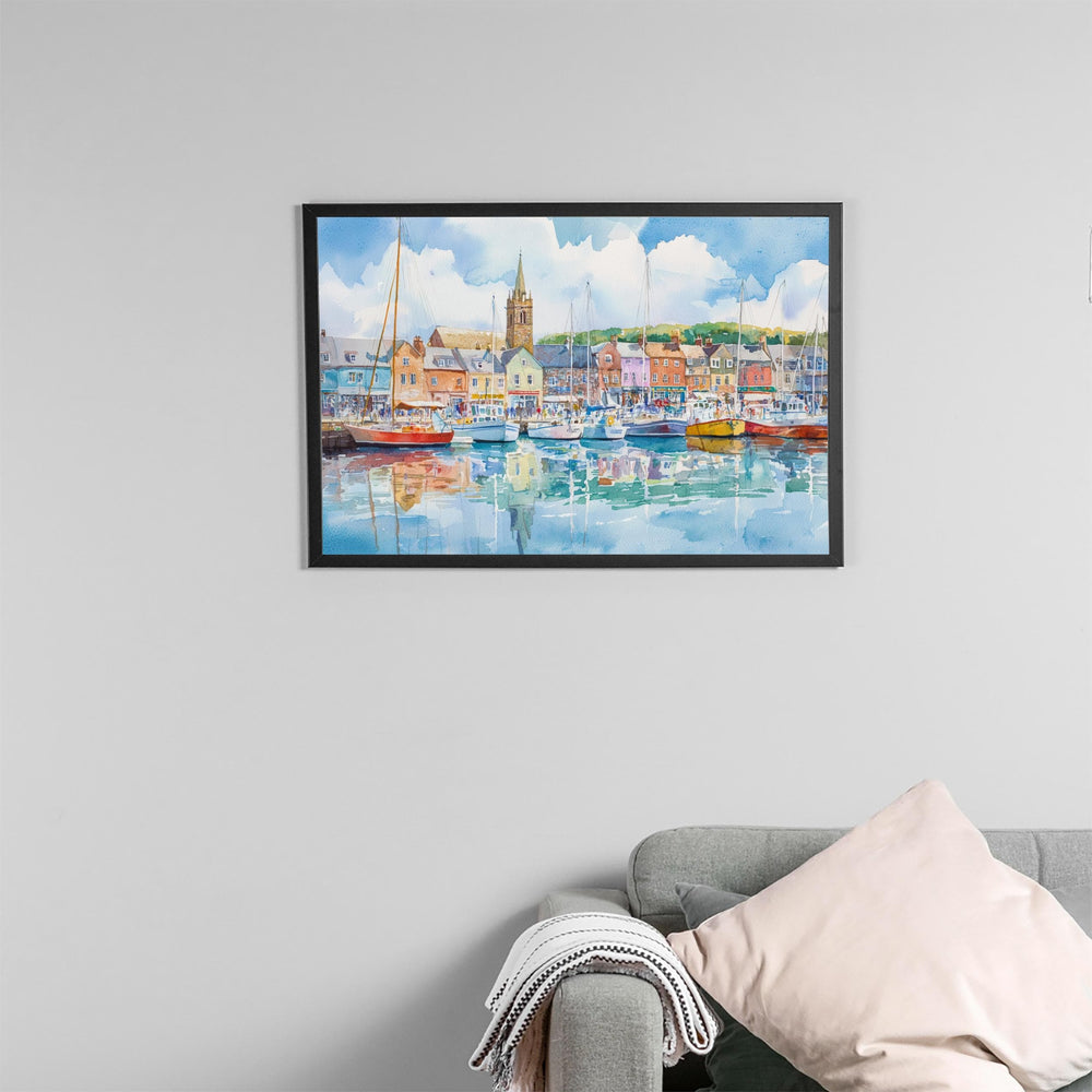 Padstow Cornwall Watercolor Poster Padstow Travel Print Coastal Town Painting Harbour Wall Art Seaside Decor UK Souvenir